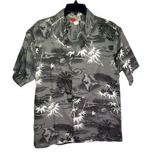 ALI'L Fashions of Hawaii Hawaiian Island Map Men's Shirt Vintage size L